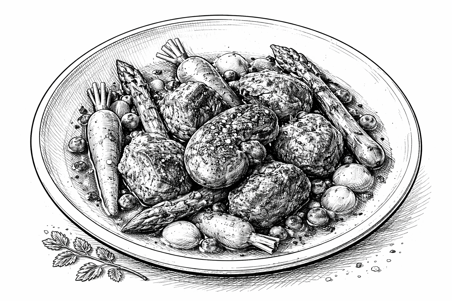 Dressage du Navarin d'agneau Illustration by J. NICOLAS