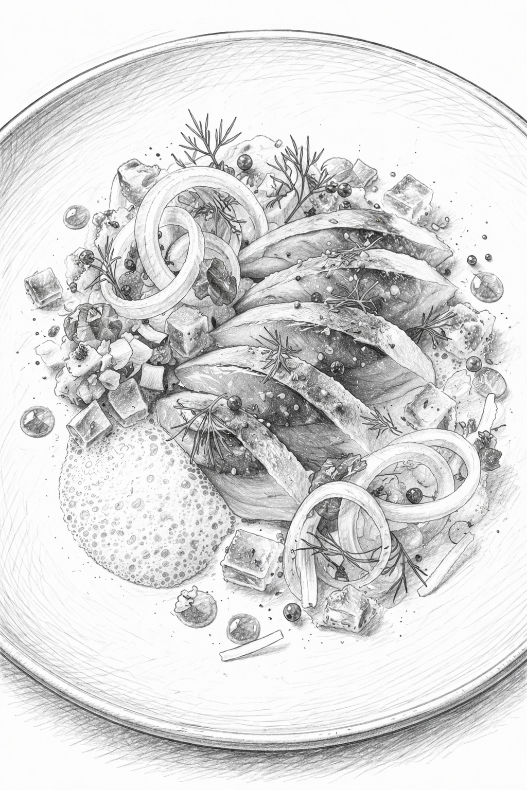 Maquereau cru et maturé au sel   Illustration by J. NICOLAS