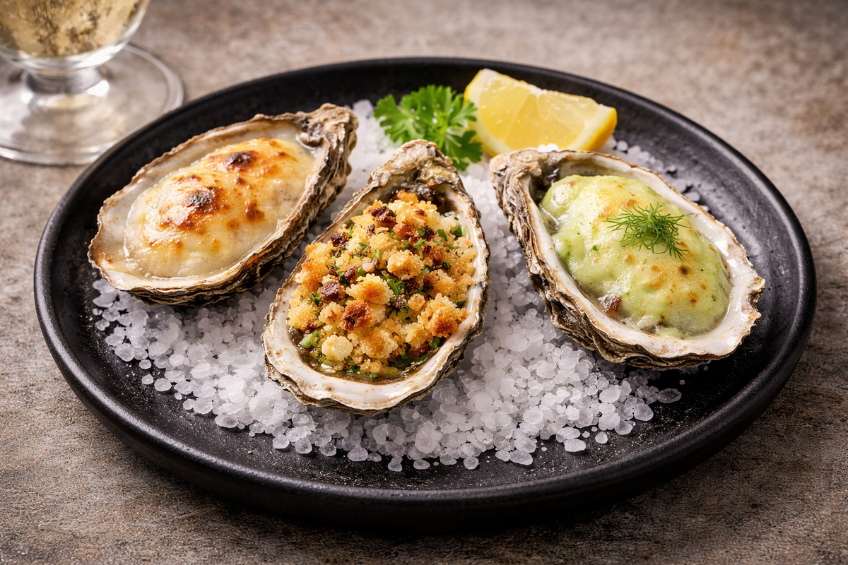 Trois belles recettes d'huîtres chaudes Illustration by Julien NICOLAS