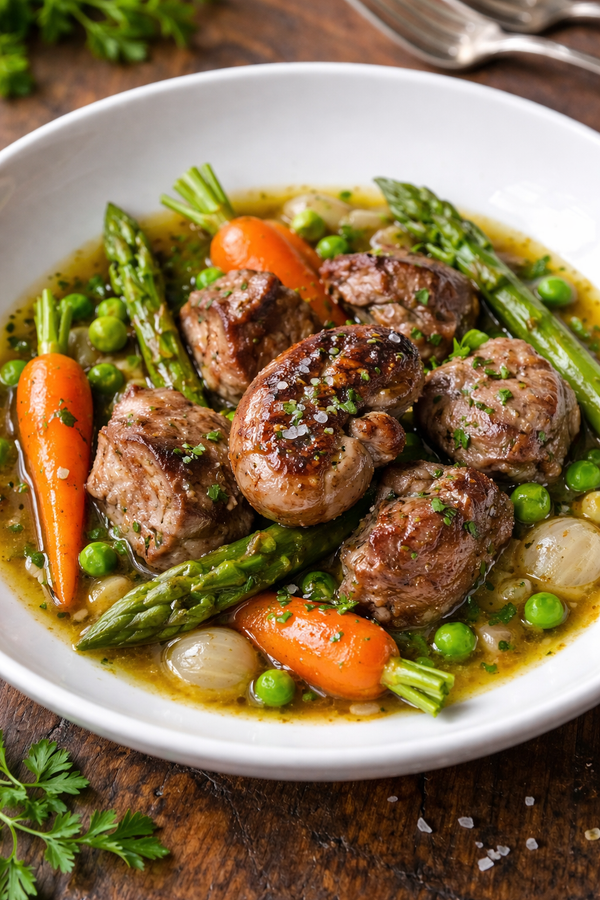 Un appétissant navarin d'agneau printanier Illustration by Julien NICOLAS