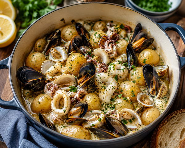 Cocotte de seiches et coquillages: entre début de l'été et fraicheur des soirées